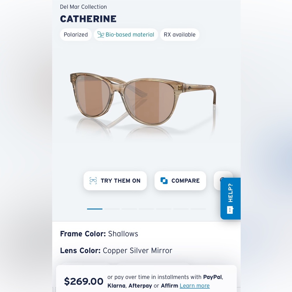 NWT Costa Catherine Sunglasses - Shallows